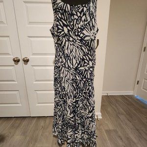 Jones New York Blue White Floral Print Sleeveless Dress, Size 20W